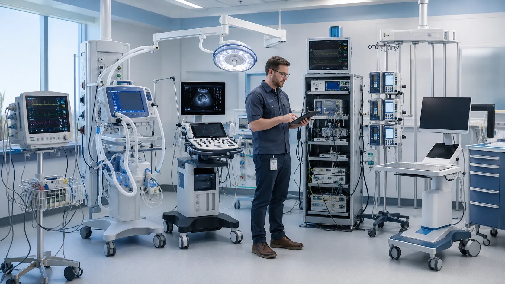 Compliant medical equipment being installed and commissioned at a hospital